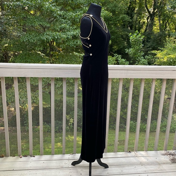 Vintage 90s Velvet Criss Cross Back  Slinky Gown - Picture 3 of 10